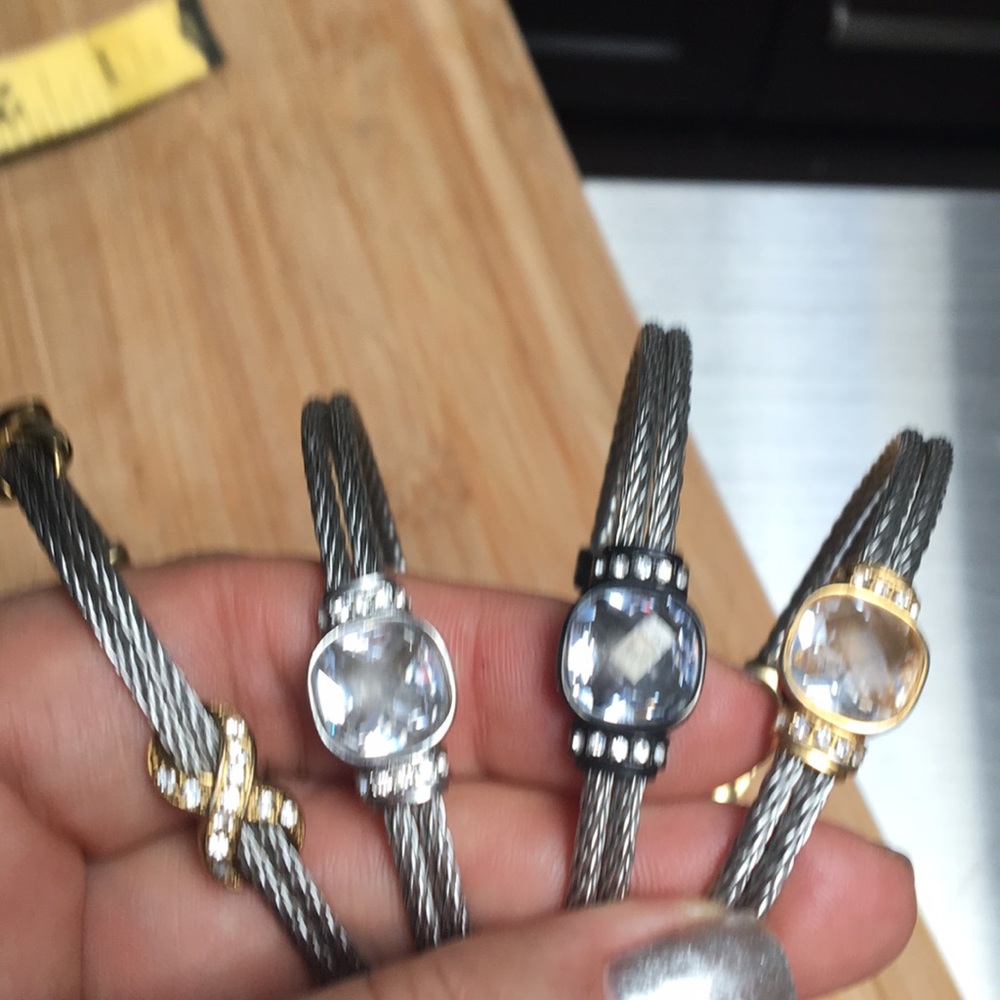 COPY - Stainless Steel Bangles w Crystals